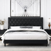 Modern Platform Queen Size Bed (Teak Wood, Black) - WoodenTwist